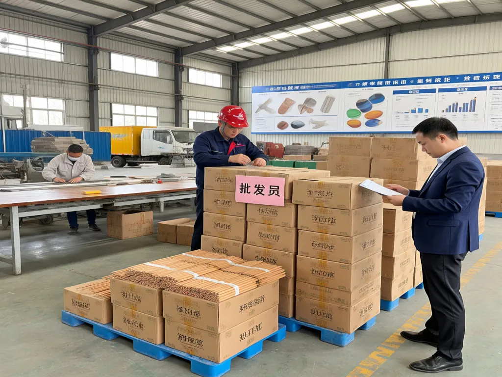 Warehouse staff managing cheap pencils wholesale orders