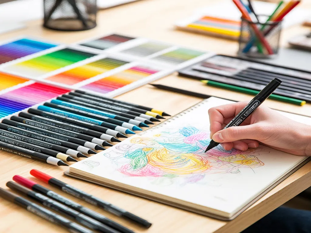 An artistic sketch in progress using paint pen markers