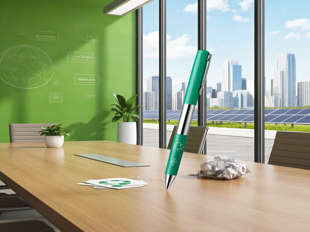 Eco-friendly gel pen on an office table