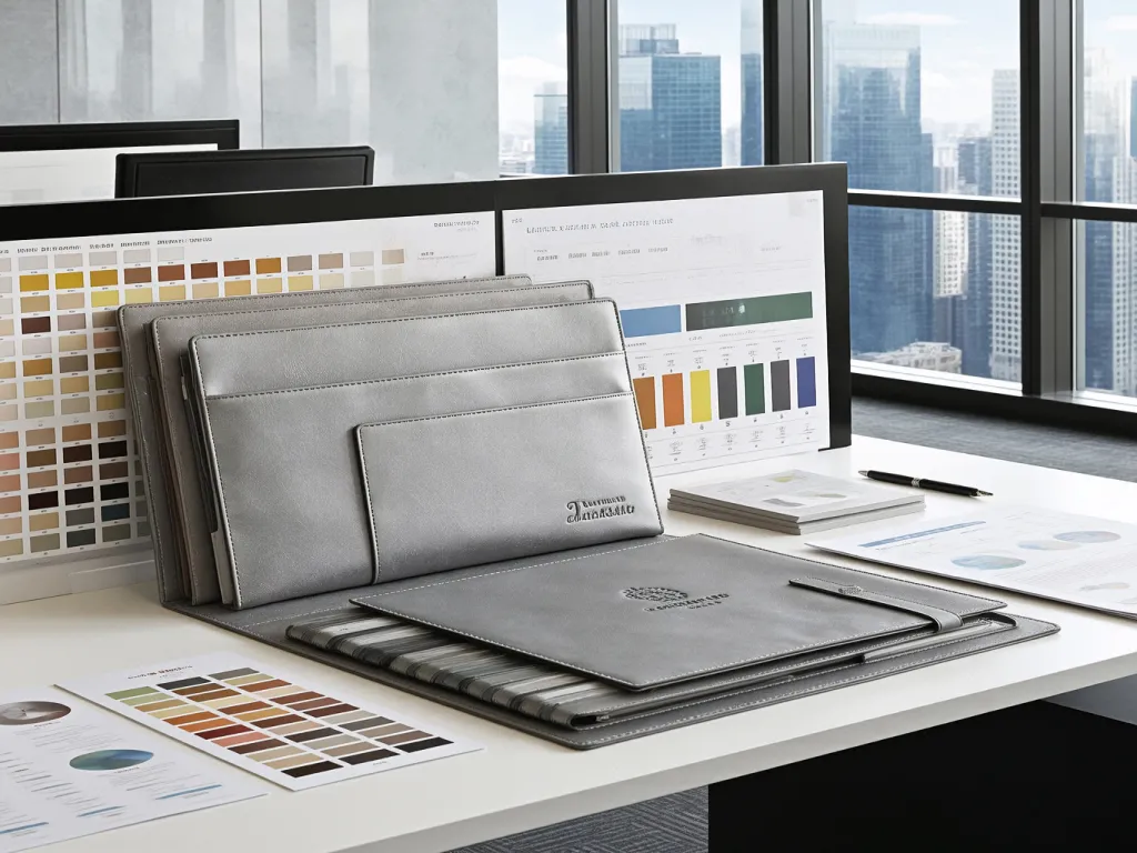 Professional setup with binder pencil pouches and color swatches