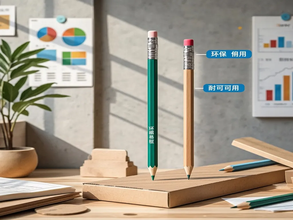 Eco-friendly custom printed pencils on display