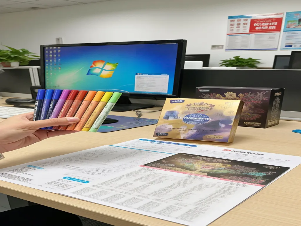 Hand holding 4 pack crayons over a desk