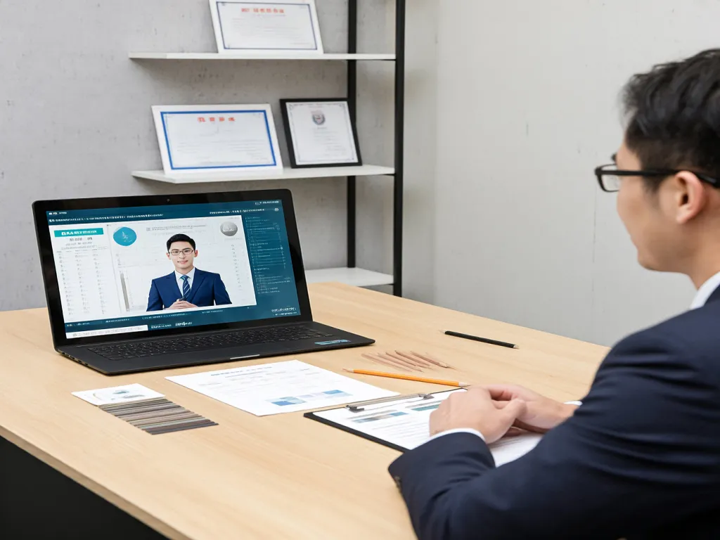 A person researches pencil wholesale prices on a laptop
