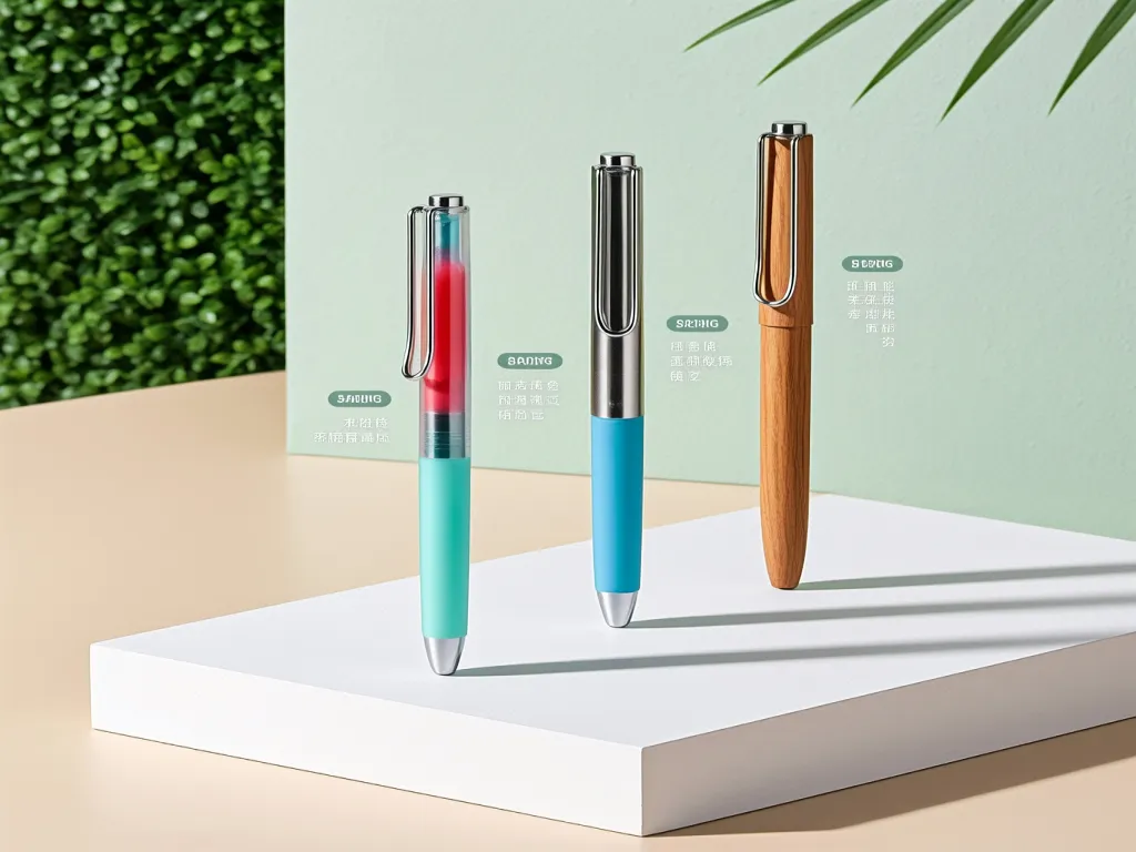Colorful promotional pens on display