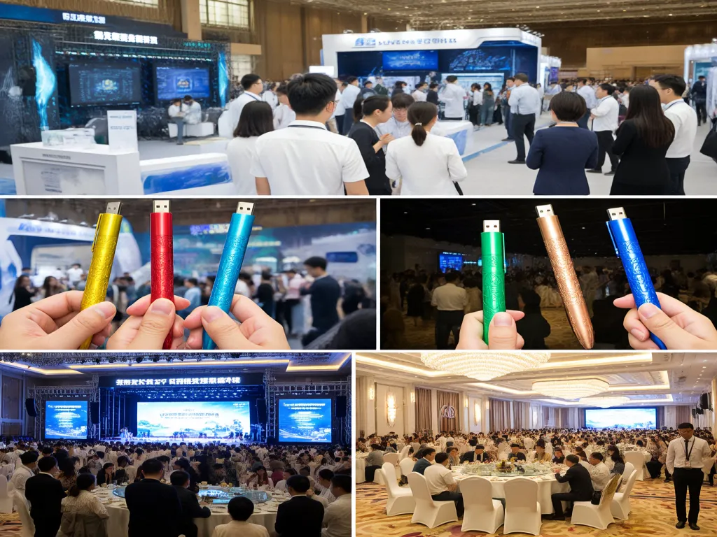 Colorful promotional pens at various events