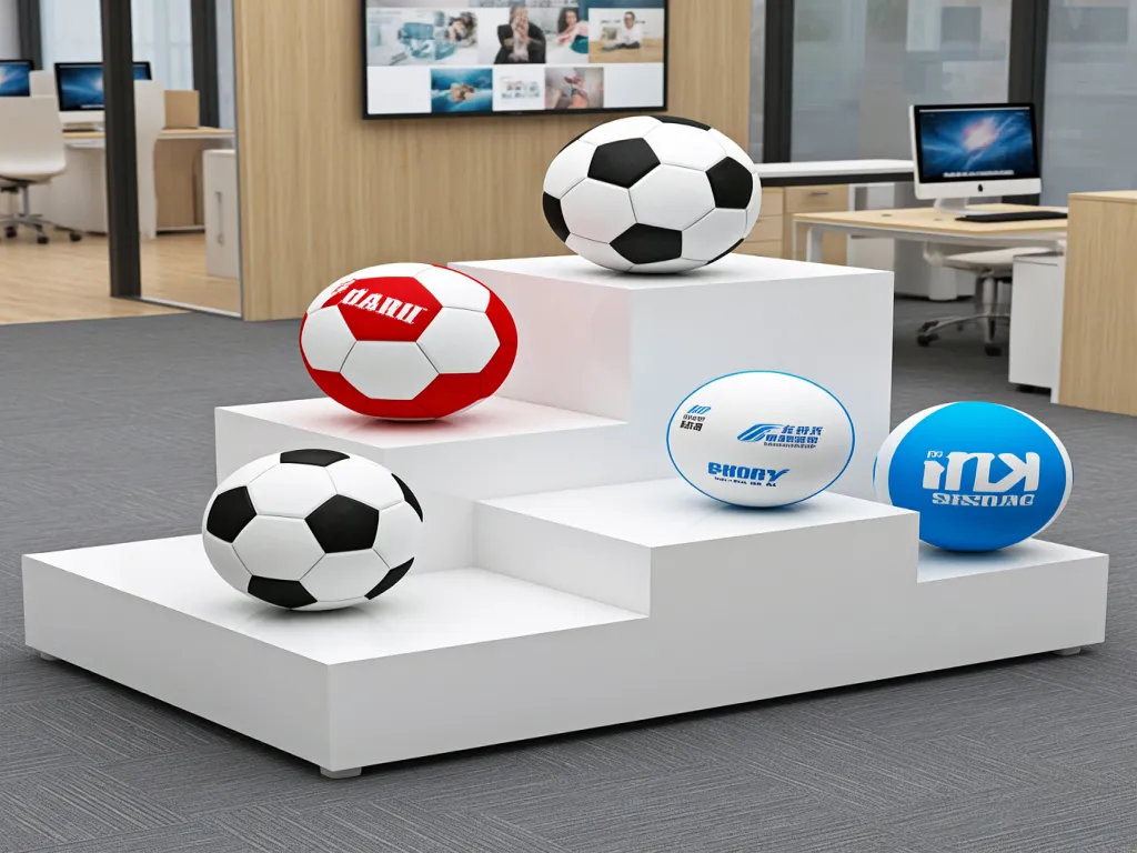 Sports themed anti stress balls on a white stand