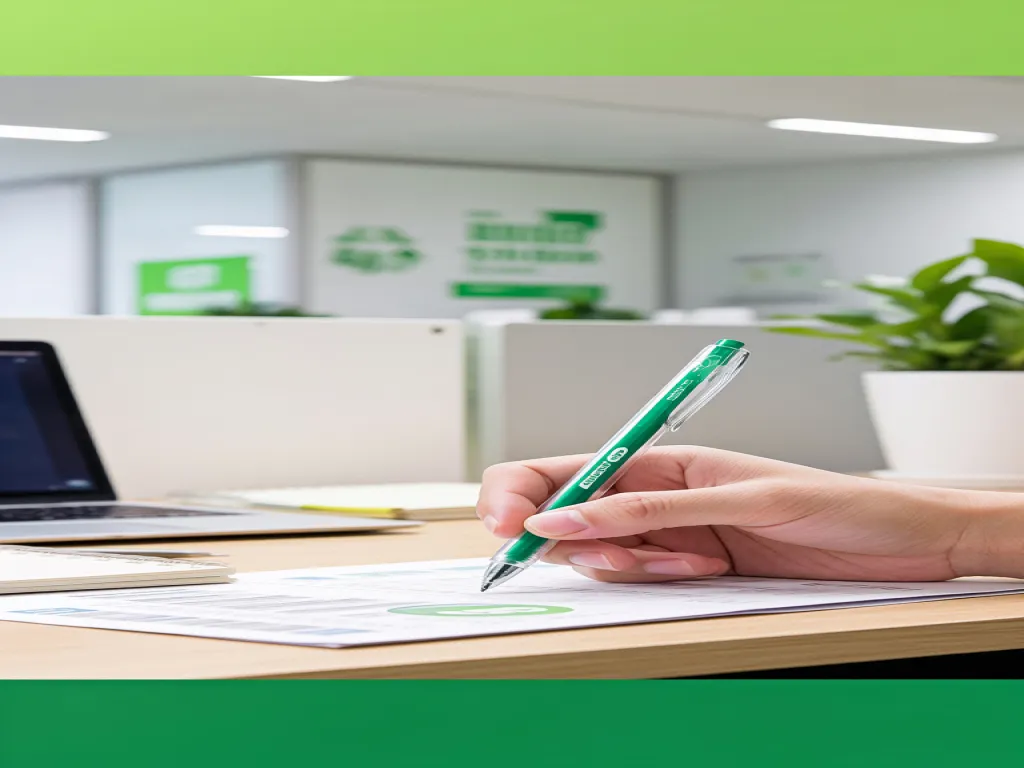 A hand uses an empty marker pen for office documentation