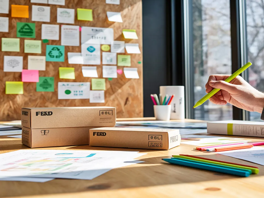 Custom boxes and colorful felt tip marker pens on a creative workspace