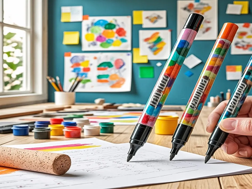 A selection of colorful felt tip marker pens on a desk