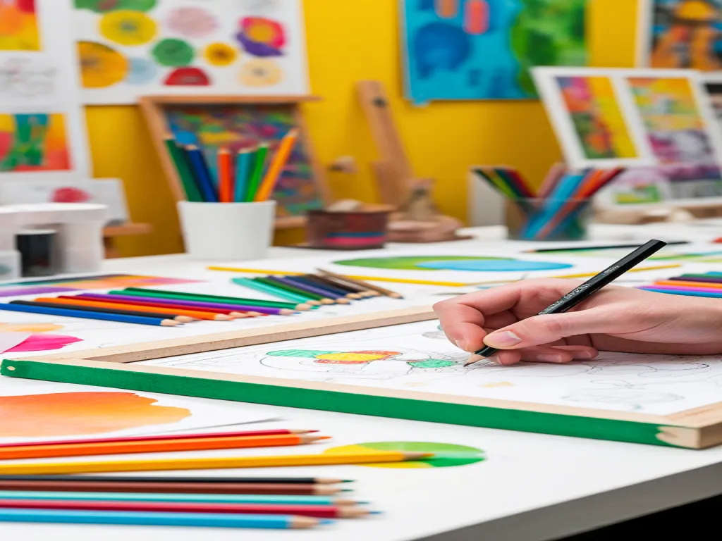 A hand drawing a creative picture with marker pens