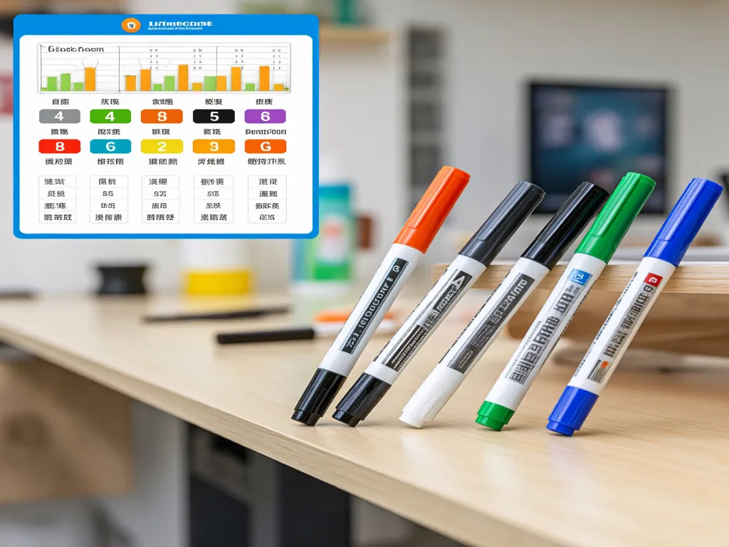 Wide tip marker pens in different colors placed on a desk