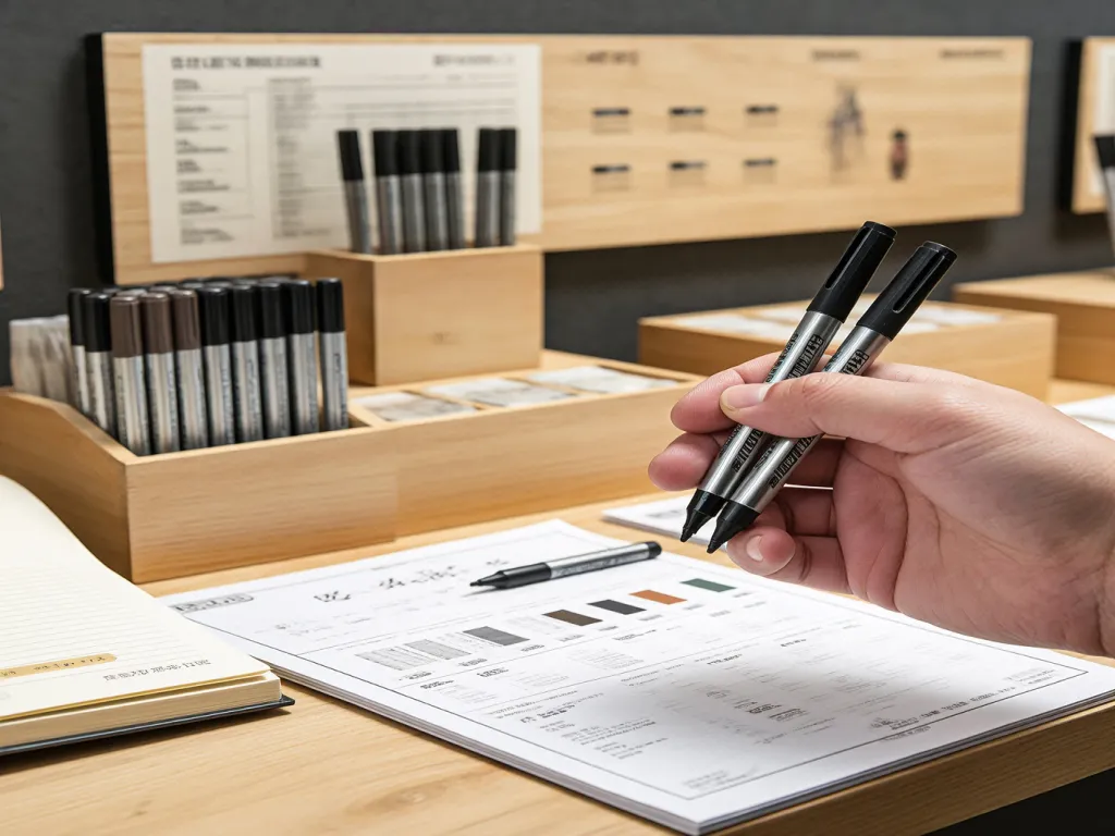 Chisel tip marker pens display in store