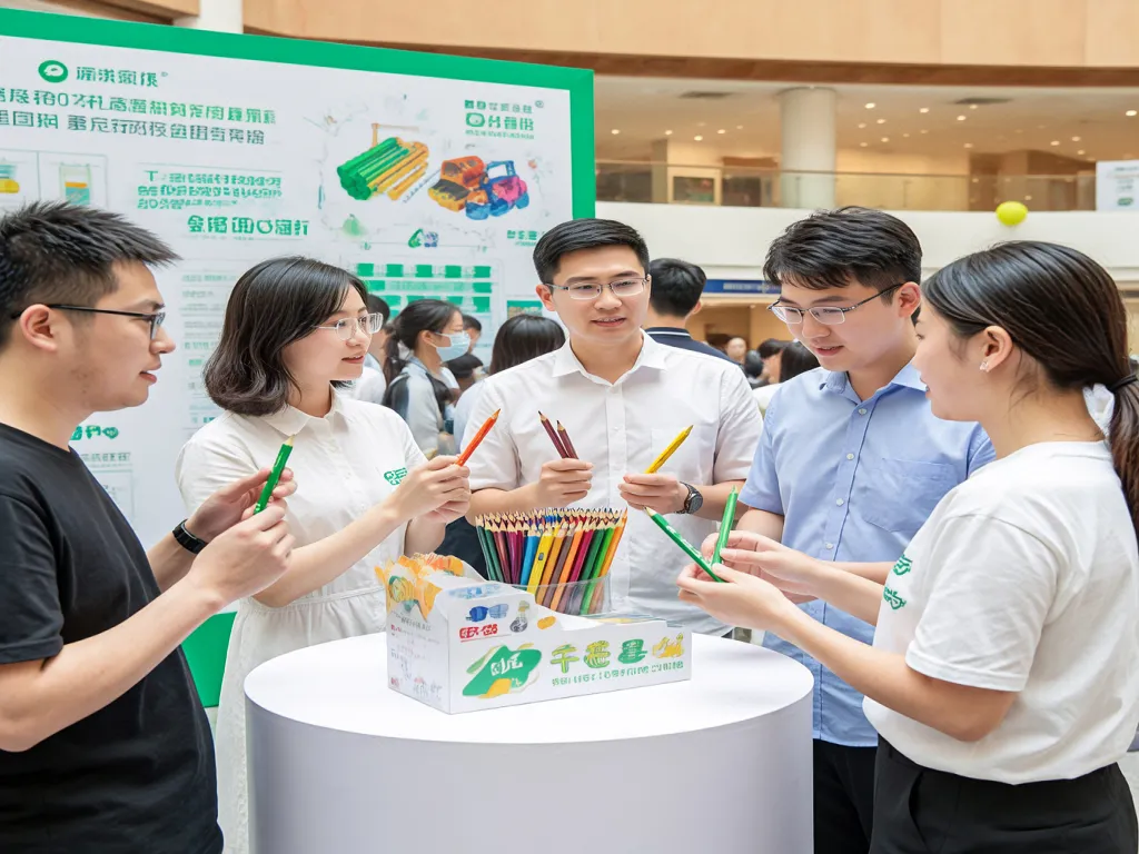 People holding bulk pencils at a promotional event