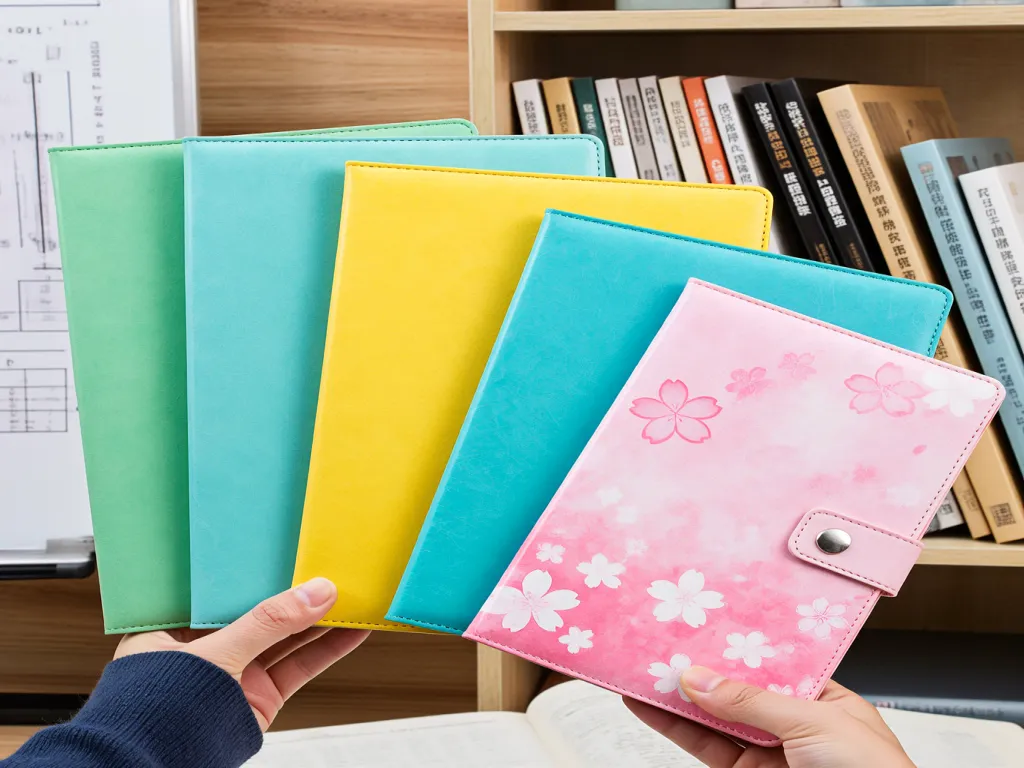 Handheld colorful composition notebooks